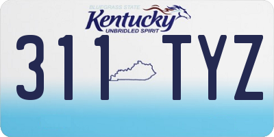 KY license plate 311TYZ