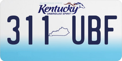 KY license plate 311UBF
