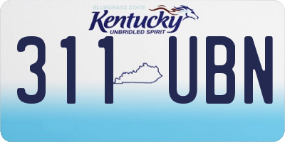 KY license plate 311UBN