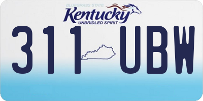 KY license plate 311UBW