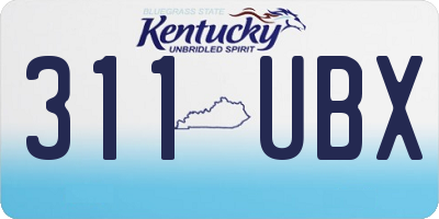 KY license plate 311UBX