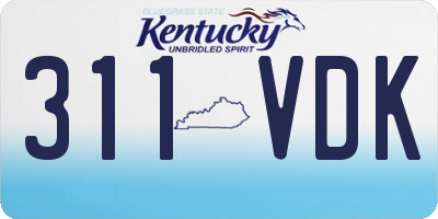 KY license plate 311VDK
