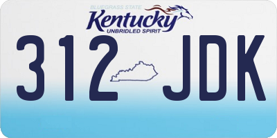 KY license plate 312JDK