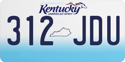 KY license plate 312JDU