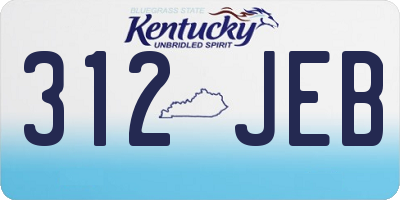 KY license plate 312JEB