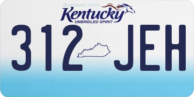 KY license plate 312JEH