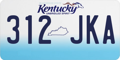 KY license plate 312JKA