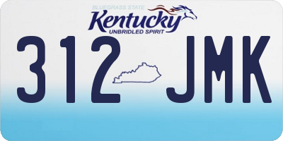 KY license plate 312JMK
