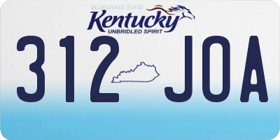 KY license plate 312JOA