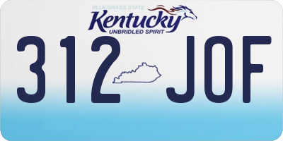 KY license plate 312JOF