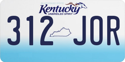 KY license plate 312JOR