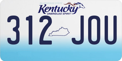 KY license plate 312JOU