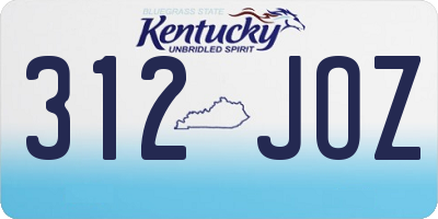 KY license plate 312JOZ