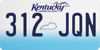 KY license plate 312JQN