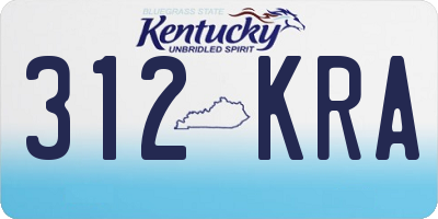 KY license plate 312KRA
