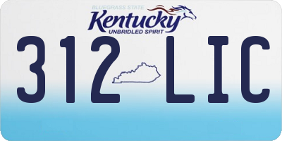 KY license plate 312LIC