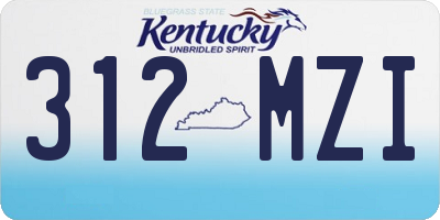 KY license plate 312MZI