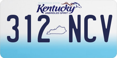 KY license plate 312NCV