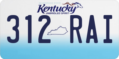 KY license plate 312RAI