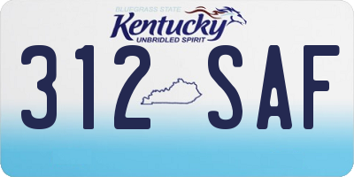 KY license plate 312SAF