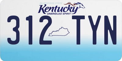 KY license plate 312TYN