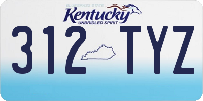 KY license plate 312TYZ