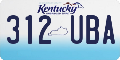 KY license plate 312UBA