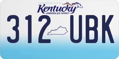 KY license plate 312UBK