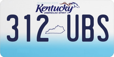 KY license plate 312UBS