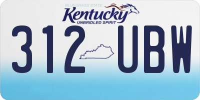 KY license plate 312UBW