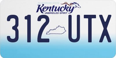 KY license plate 312UTX