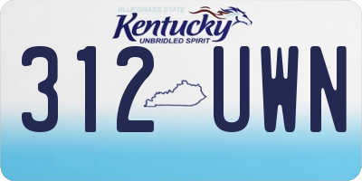 KY license plate 312UWN
