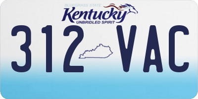 KY license plate 312VAC