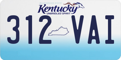 KY license plate 312VAI