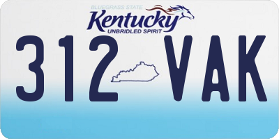 KY license plate 312VAK