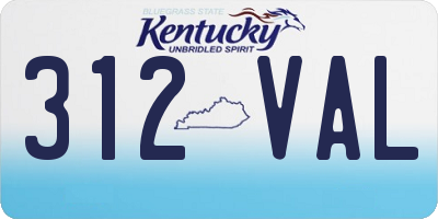 KY license plate 312VAL