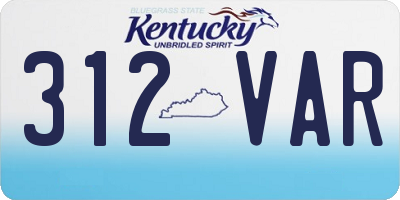KY license plate 312VAR