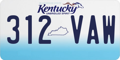 KY license plate 312VAW