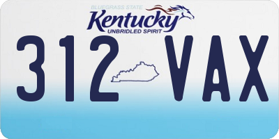 KY license plate 312VAX