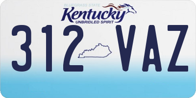 KY license plate 312VAZ