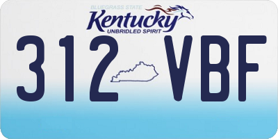 KY license plate 312VBF