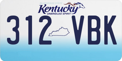 KY license plate 312VBK