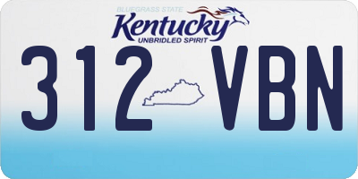 KY license plate 312VBN