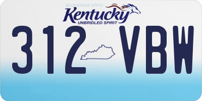 KY license plate 312VBW
