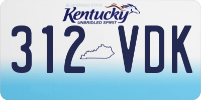 KY license plate 312VDK