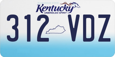 KY license plate 312VDZ