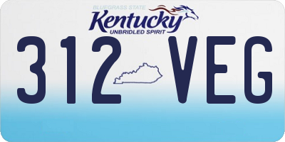 KY license plate 312VEG