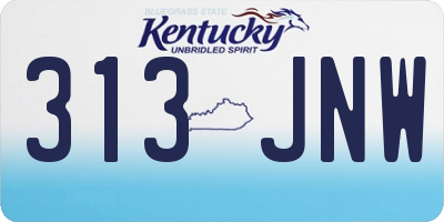 KY license plate 313JNW