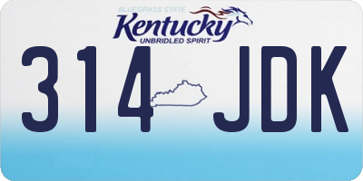 KY license plate 314JDK