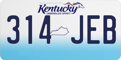 KY license plate 314JEB